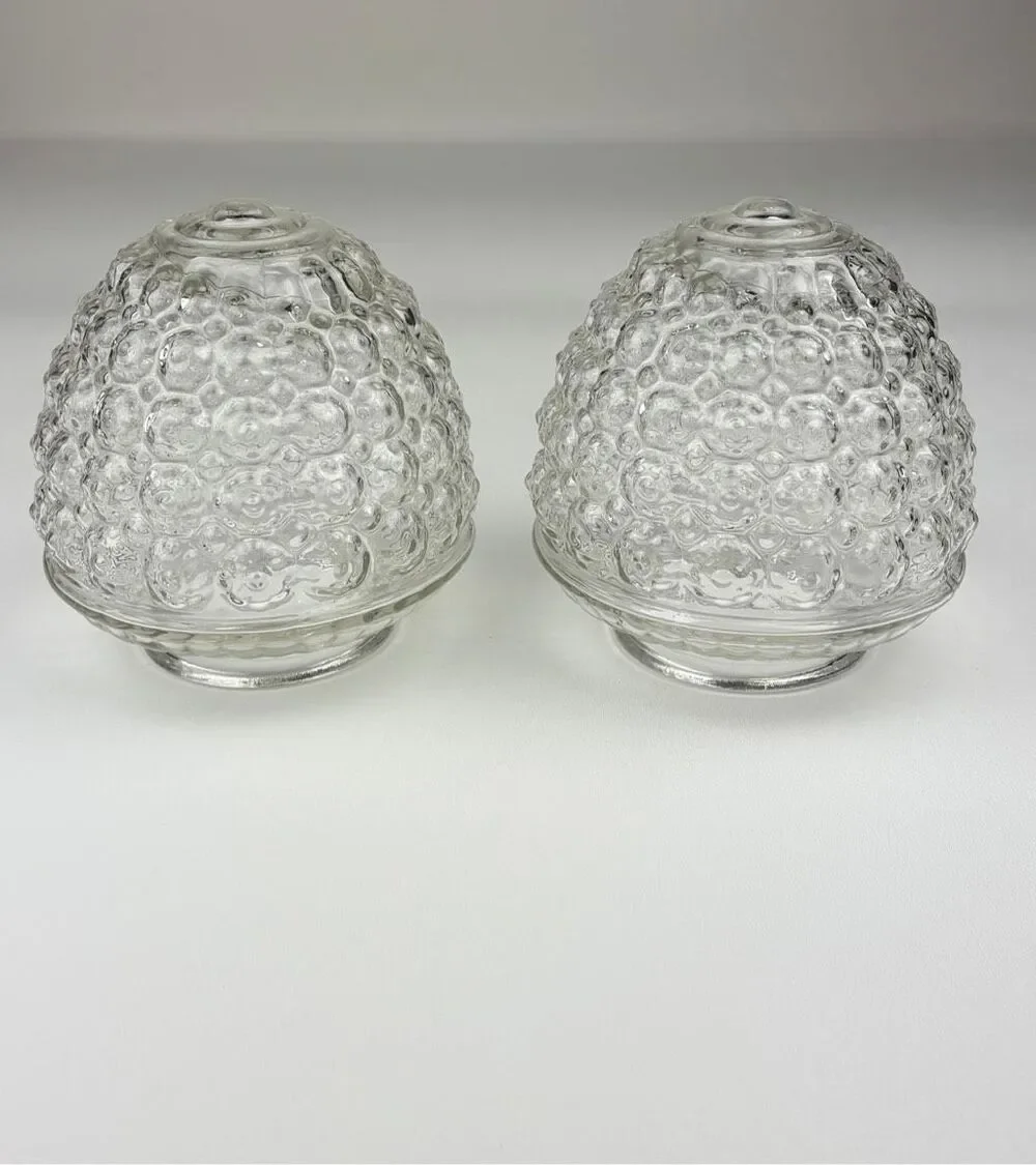 Pair of 2 Vintage Clear Acorn Shaped Bubble Glass Lamp Light Fixture Globes EL26